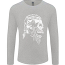 Tribal Viking Skull Mens Long Sleeve T-Shirt Sports Grey