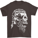 Tribal Viking Skull Mens T-Shirt Cotton Gildan Dark Chocolate