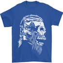 Tribal Viking Skull Mens T-Shirt Cotton Gildan Royal Blue