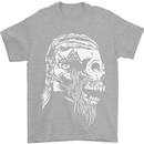 Tribal Viking Skull Mens T-Shirt Cotton Gildan Sports Grey