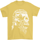 Tribal Viking Skull Mens T-Shirt Cotton Gildan Yellow