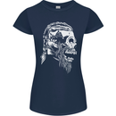 Tribal Viking Skull Womens Petite Cut T-Shirt Navy Blue