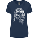 Tribal Viking Skull Womens Wider Cut T-Shirt Navy Blue