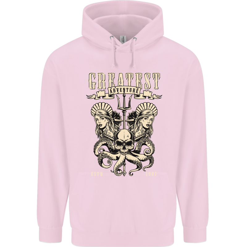 Trident Skull Scuba Diving Octopus Cthulhu Childrens Kids Hoodie Light Pink