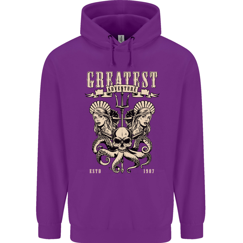 Trident Skull Scuba Diving Octopus Cthulhu Childrens Kids Hoodie Purple