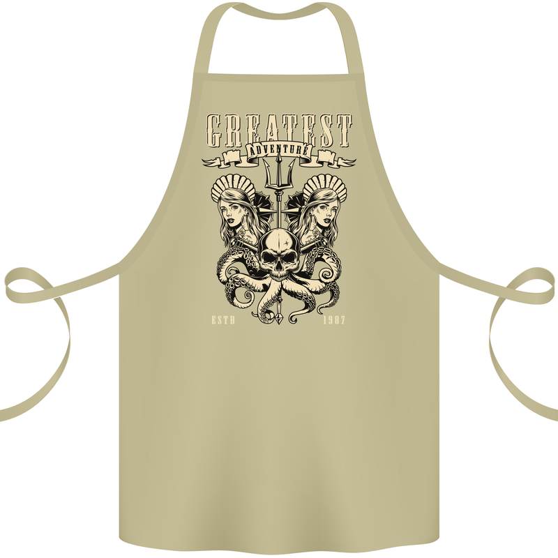 Trident Skull Scuba Diving Octopus Cthulhu Cotton Apron 100% Organic Khaki