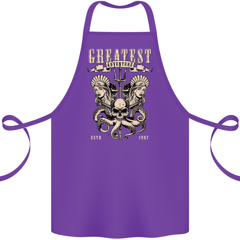 Trident Skull Scuba Diving Octopus Cthulhu Cotton Apron 100% Organic Purple