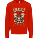 Trident Skull Scuba Diving Octopus Cthulhu Kids Sweatshirt Jumper Bright Red