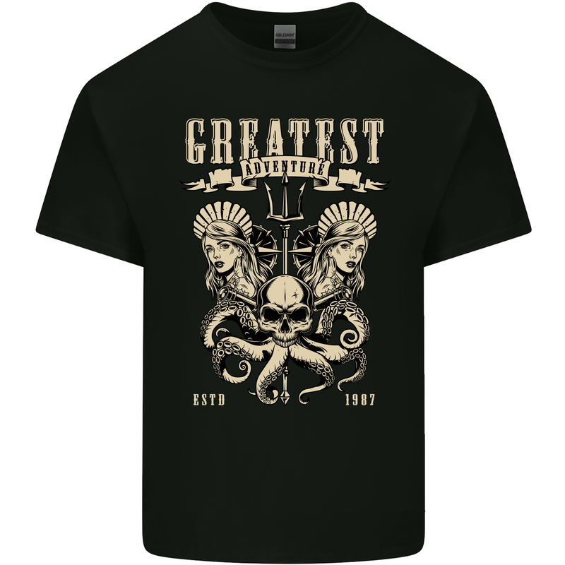 Trident Skull Scuba Diving Octopus Cthulhu Kids T-Shirt Childrens Black