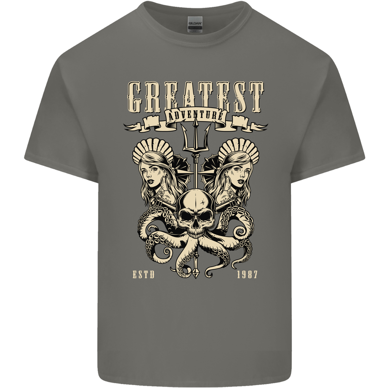 Trident Skull Scuba Diving Octopus Cthulhu Kids T-Shirt Childrens Charcoal