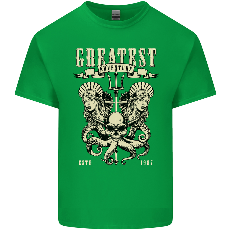 Trident Skull Scuba Diving Octopus Cthulhu Kids T-Shirt Childrens Irish Green