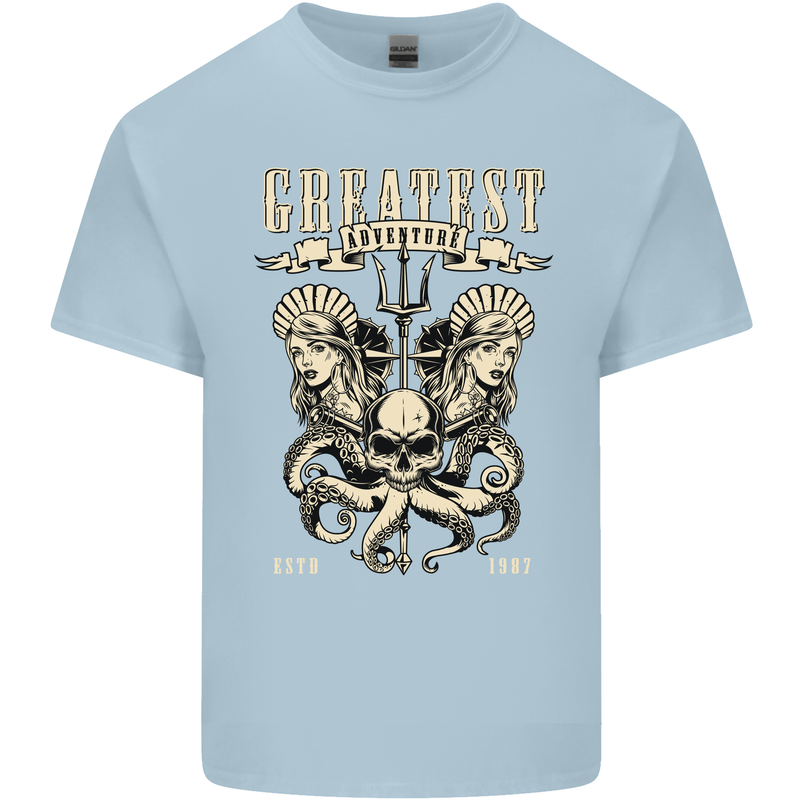 Trident Skull Scuba Diving Octopus Cthulhu Kids T-Shirt Childrens Light Blue