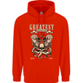 Trident Skull Scuba Diving Octopus Cthulhu Mens 80% Cotton Hoodie Bright Red