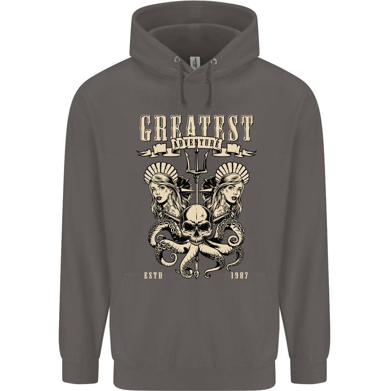 Trident Skull Scuba Diving Octopus Cthulhu Mens 80% Cotton Hoodie Charcoal