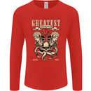 Trident Skull Scuba Diving Octopus Cthulhu Mens Long Sleeve T-Shirt Red