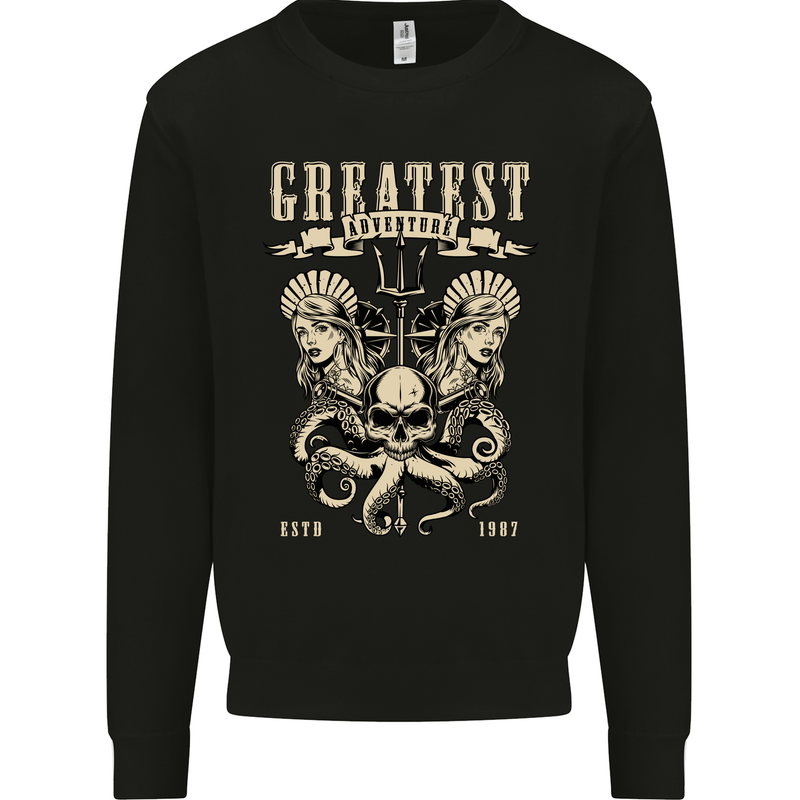 Trident Skull Scuba Diving Octopus Cthulhu Mens Sweatshirt Jumper Black