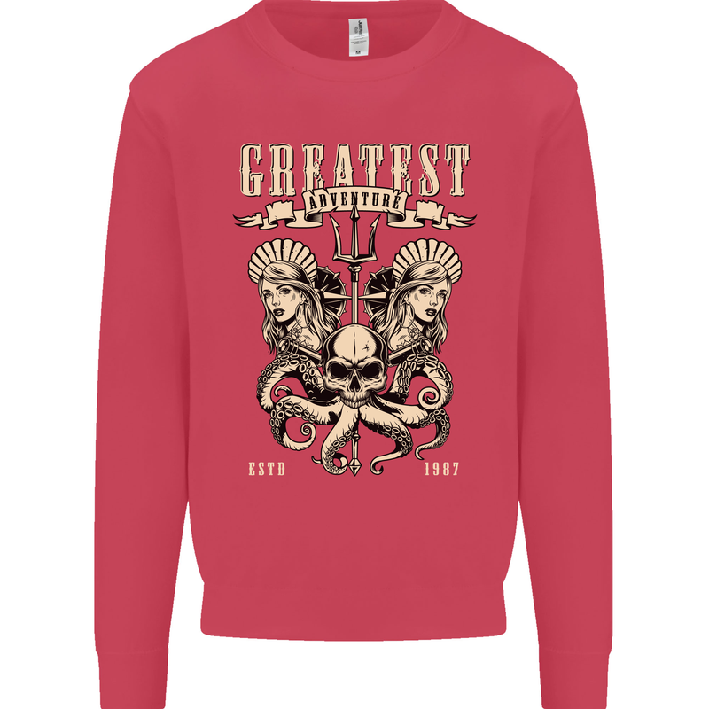 Trident Skull Scuba Diving Octopus Cthulhu Mens Sweatshirt Jumper Heliconia