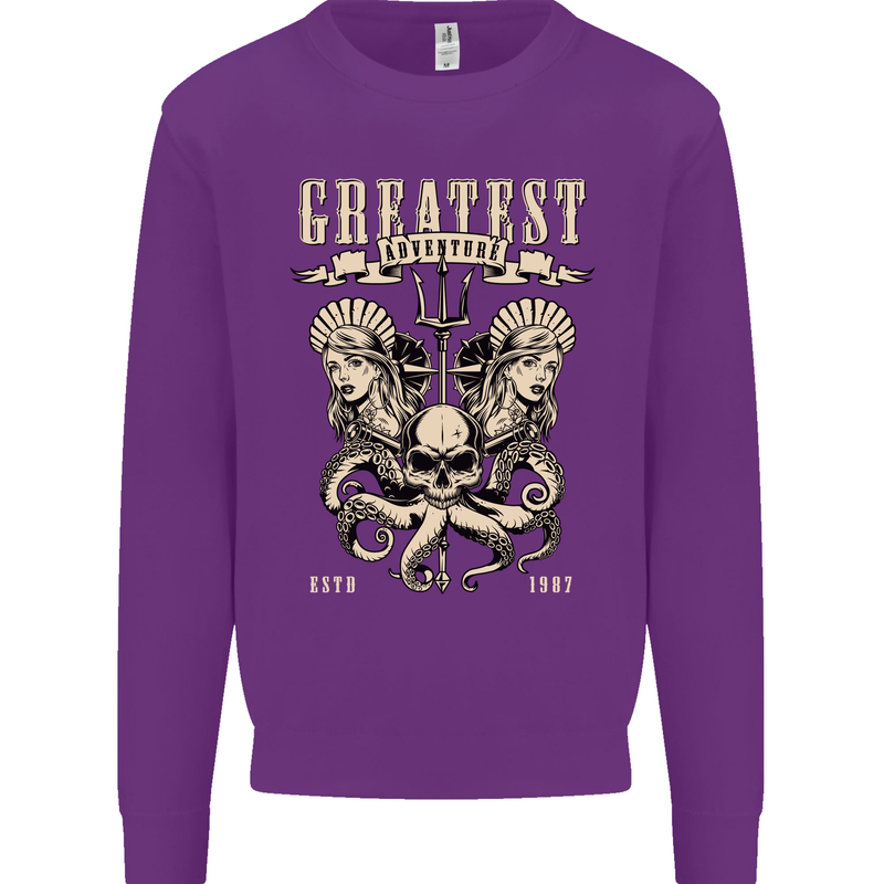 Trident Skull Scuba Diving Octopus Cthulhu Mens Sweatshirt Jumper Purple