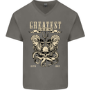 Trident Skull Scuba Diving Octopus Cthulhu Mens V-Neck Cotton T-Shirt Charcoal