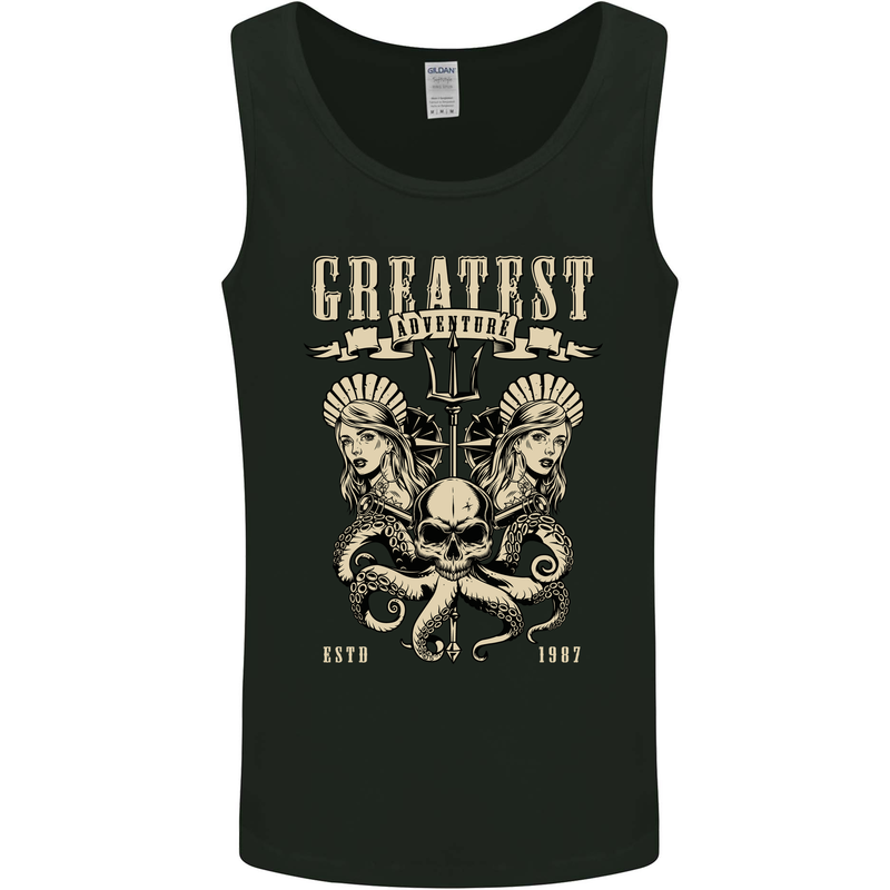Trident Skull Scuba Diving Octopus Cthulhu Mens Vest Tank Top Black