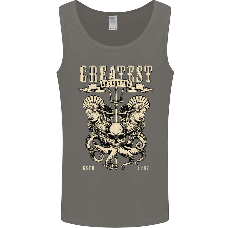 Trident Skull Scuba Diving Octopus Cthulhu Mens Vest Tank Top Charcoal