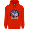 Trippy Alice Magic Mushrooms LSD Childrens Kids Hoodie Bright Red