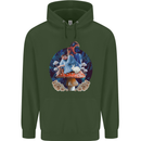Trippy Alice Magic Mushrooms LSD Childrens Kids Hoodie Forest Green