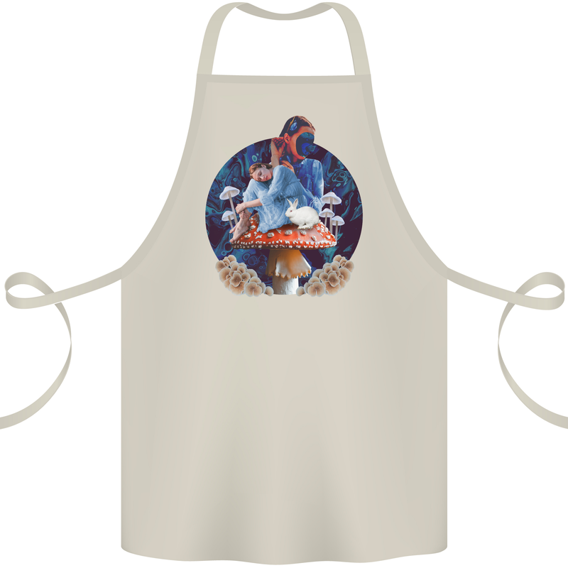 Trippy Alice Magic Mushrooms LSD Cotton Apron 100% Organic Natural
