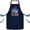 Trippy Alice Magic Mushrooms LSD Cotton Apron 100% Organic Navy Blue