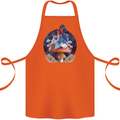 Trippy Alice Magic Mushrooms LSD Cotton Apron 100% Organic Orange