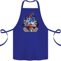 Trippy Alice Magic Mushrooms LSD Cotton Apron 100% Organic Royal Blue