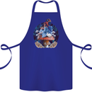 Trippy Alice Magic Mushrooms LSD Cotton Apron 100% Organic Royal Blue