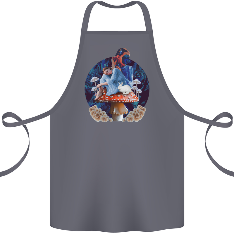 Trippy Alice Magic Mushrooms LSD Cotton Apron 100% Organic Steel