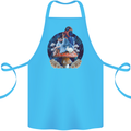 Trippy Alice Magic Mushrooms LSD Cotton Apron 100% Organic Turquoise