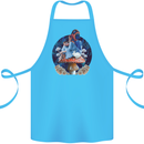 Trippy Alice Magic Mushrooms LSD Cotton Apron 100% Organic Turquoise