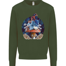 Trippy Alice Magic Mushrooms LSD Kids Sweatshirt Jumper Forest Green