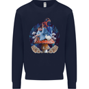 Trippy Alice Magic Mushrooms LSD Kids Sweatshirt Jumper Navy Blue