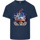Trippy Alice Magic Mushrooms LSD Kids T-Shirt Childrens Navy Blue