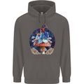 Trippy Alice Magic Mushrooms LSD Mens 80% Cotton Hoodie Charcoal