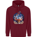 Trippy Alice Magic Mushrooms LSD Mens 80% Cotton Hoodie Maroon