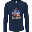 Trippy Alice Magic Mushrooms LSD Mens Long Sleeve T-Shirt Navy Blue