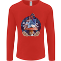 Trippy Alice Magic Mushrooms LSD Mens Long Sleeve T-Shirt Red