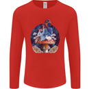 Trippy Alice Magic Mushrooms LSD Mens Long Sleeve T-Shirt Red