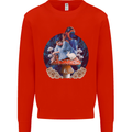 Trippy Alice Magic Mushrooms LSD Mens Sweatshirt Jumper Bright Red