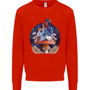 Trippy Alice Magic Mushrooms LSD Mens Sweatshirt Jumper Bright Red