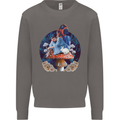 Trippy Alice Magic Mushrooms LSD Mens Sweatshirt Jumper Charcoal