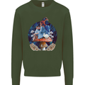 Trippy Alice Magic Mushrooms LSD Mens Sweatshirt Jumper Forest Green