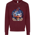 Trippy Alice Magic Mushrooms LSD Mens Sweatshirt Jumper Maroon