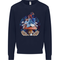 Trippy Alice Magic Mushrooms LSD Mens Sweatshirt Jumper Navy Blue