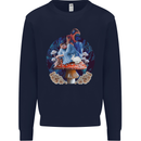 Trippy Alice Magic Mushrooms LSD Mens Sweatshirt Jumper Navy Blue